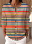 Striped Crew Neck Peasant Loose Cardigan