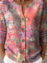 Crew Neck Loose Knitted Vintage Cardigan
