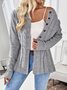 Women's Casual Long Sleeve Knitted Cardigan Autumn and Winter Cable Knit Round Neck Warm Coat Sweater