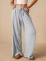 Women's  Elastic Waist H-Line Wide Leg Pants Daily Going Out Pants Khaki Casual Split Joint Plain Spring/Fall Pants