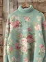 Women's Floral Print Casual Turtleneck Long Sleeve Sweater