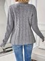 Women's Casual Long Sleeve Knitted Cardigan Autumn and Winter Cable Knit Round Neck Warm Coat Sweater
