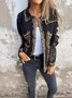 Shawl Collar Random Print Urban Printing Autumn And Winter Lapel Knitted Jacket With Mixed Color Metal Buttons Jacket