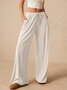Women's  Elastic Waist H-Line Wide Leg Pants Daily Going Out Pants Khaki Casual Split Joint Plain Spring/Fall Pants