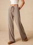 Women's  Elastic Waist H-Line Wide Leg Pants Daily Going Out Pants Khaki Casual Split Joint Plain Spring/Fall Pants