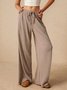 Women's  Elastic Waist H-Line Wide Leg Pants Daily Going Out Pants Khaki Casual Split Joint Plain Spring/Fall Pants