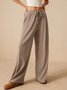 Women's  Elastic Waist H-Line Wide Leg Pants Daily Going Out Pants Khaki Casual Split Joint Plain Spring/Fall Pants