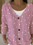 Women's Abstract Print Casual Long Sleeve V-Neck Knit Button Cardigan