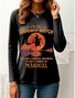 Halloween Women's T shirt Long Sleeve Graphic Letter Witch Vintage