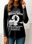 Halloween Women's T shirt Long Sleeve Graphic Letter Witch Vintage
