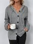 Split Joint Lady Romance Cotton Solid Color Hooded Single-breasted Cross-border Sweater Women 2025 Autumn And Winter New Drawstring Knitted Cardigan Jacket