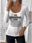 Simple U-Neck Letter Pattern T-Shirt