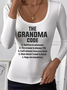 Simple U-Neck Letter Pattern T-Shirt