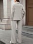Women's Split Joint Plain Daily Going Out Two-Piece Set Apricot Casual Spring/Fall Top With Pants Matching Set