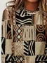 Women's Long Sleeve T-shirt Spring/Fall Brown Abstract Printing Jersey Crew Neck Daily Going Out Casual Top