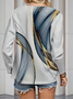 Women's Long Sleeve T-shirt Spring/Fall White Abstract Printing Jersey V Neck Daily Going Out Casual Top