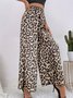 Women's  Elastic Waist H-Line Wide Leg Pants Daily Going Out Pants Deep Brown Casual Split Joint Leopard Spring/Fall Pants