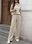Women's Split Joint Plain Daily Going Out Two-Piece Set Apricot Casual Spring/Fall Top With Pants Matching Set