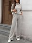 Women's Split Joint Plain Daily Going Out Two-Piece Set Apricot Casual Spring/Fall Top With Pants Matching Set