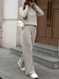 Women's Split Joint Plain Daily Going Out Two-Piece Set Apricot Casual Spring/Fall Top With Pants Matching Set