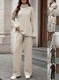 Women's Split Joint Plain Daily Going Out Two-Piece Set Apricot Casual Spring/Fall Top With Pants Matching Set
