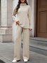 Women's Split Joint Plain Daily Going Out Two-Piece Set Apricot Casual Spring/Fall Top With Pants Matching Set