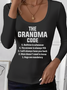 Simple U-Neck Letter Pattern T-Shirt