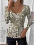 Simple Paisley Tight U-Neck T-Shirt