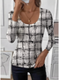 Striped U-Neck Simple Tight T-Shirt