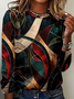 Women's Long Sleeve T-shirt Spring/Fall As Picture Abstract Printing Jersey Crew Neck Daily Going Out Casual Top