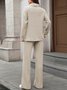 Women's Split Joint Plain Daily Going Out Two-Piece Set Apricot Casual Spring/Fall Top With Pants Matching Set