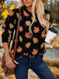 Women's Maple Leaf Print Casual Crew Neck Long Sleeve Sweater