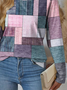 Women's Long Sleeve T-shirt Spring/Fall Pink Abstract Printing Jersey Crew Neck Daily Going Out Casual Top
