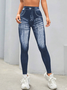 Faux Denim Print Graphic Tight Casual Leggings