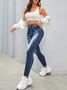 Faux Denim Print Graphic Tight Casual Leggings