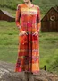 Women's Maxi T-shirt Dress Holiday Casual Bohemian Style Holiday Date Regular Fit Ethnic Pattern Geometric Long Sleeves Round U Neck