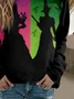Casual Cotton-Blend Crew Neck Raglan Sleeve Sweatshirt