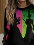 Casual Cotton-Blend Crew Neck Raglan Sleeve Sweatshirt
