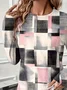 Women's Long Sleeve T-shirt Spring/Fall pink-gray Abstract Printing Jersey Crew Neck Daily Going Out Casual Top