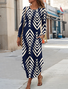Women's Maxi Dress  Vacation Casual Holiday Date Regular Regular Fit Graphic Geometric Long Sleeve Crew Neck