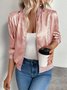 Women's Solid Color Hot Stamping Stitching Fashion Jacket Slim Fit Casual Jacket Top