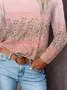 Women's Long Sleeve T-shirt Spring/Fall Pink Abstract Printing Jersey Crew Neck Daily Going Out Casual Top