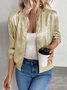 Women's Solid Color Hot Stamping Stitching Fashion Jacket Slim Fit Casual Jacket Top
