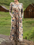 Women's Maxi T-shirt Dress Vacation Casual Bohemian Style Holiday Date Regular Fit Floral Pattern Geometric Long Sleeves Round U Neck