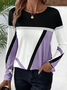 Women's Long Sleeve T-shirt Spring/Fall Red Abstract Printing Jersey Crew Neck Daily Going Out Casual Top