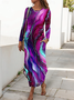 Women's Maxi Dress  Vacation Casual Holiday Date Regular Regular Fit Graphic Geometric Long Sleeve Crew Neck