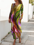 Women's Maxi Dress  Vacation Casual Holiday Date Regular Regular Fit Graphic Geometric Long Sleeve Crew Neck