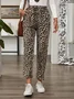 Women's  H-Line Baggy Pants Daily Going Out Pants Brown Casual Printing Leopard Spring/Fall Pants