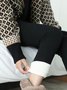 Plain Regular Fit Casual Fleece Lined Sports Style Leggings Warm High-waisted Slim Fit Casual Sports Pants With Pockets Leggings