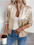 Women's Solid Color Hot Stamping Stitching Fashion Jacket Slim Fit Casual Jacket Top